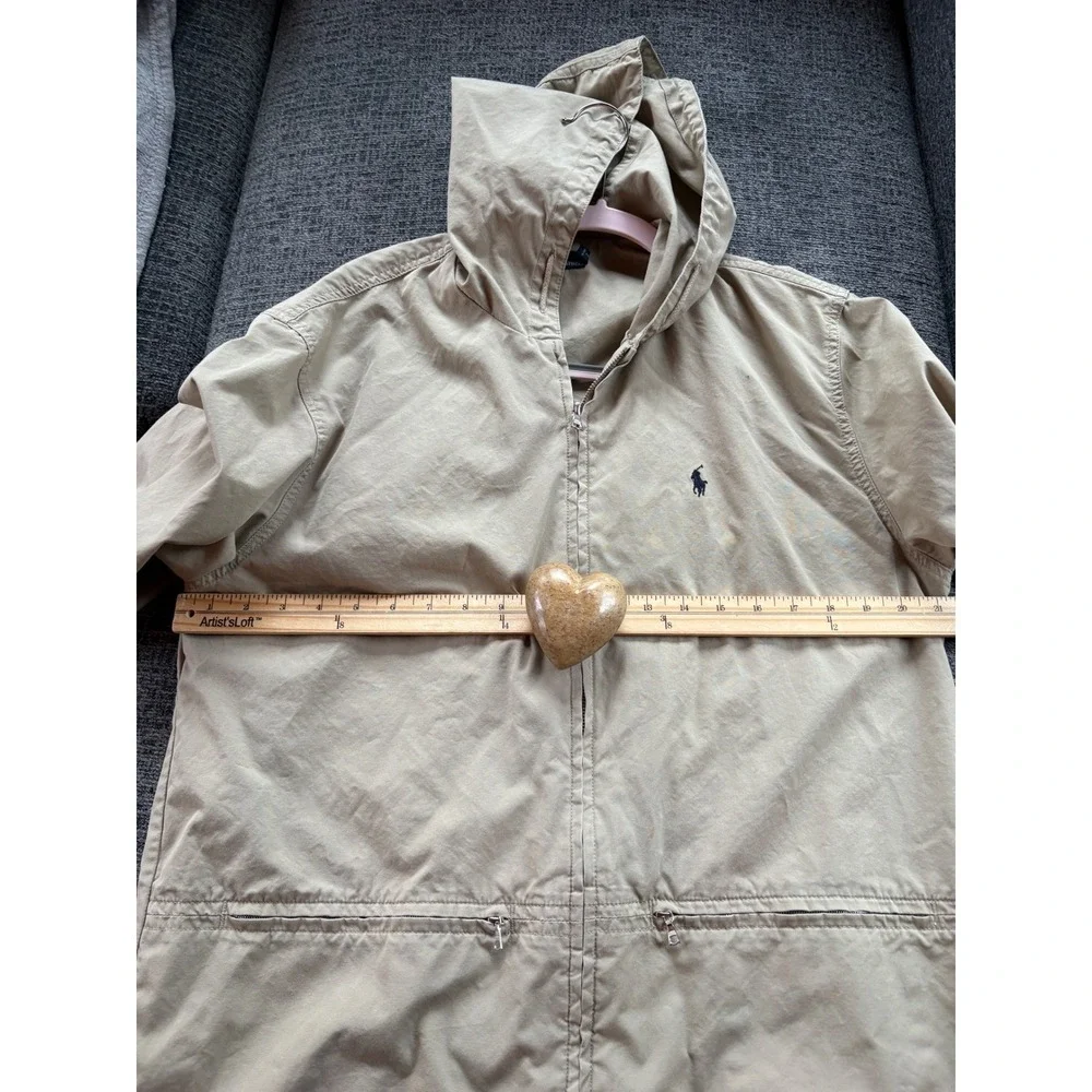 Polo Ralph Lauren Mens Tan Khaki Hooded Windbreaker Minimalist collegiate‎ small